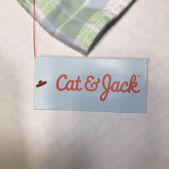 Cat & Jack Boys Sz Large 12-14 Shirt Long-Sleeve Button-Up Plaid Blue Green New - Picture 5 of 12